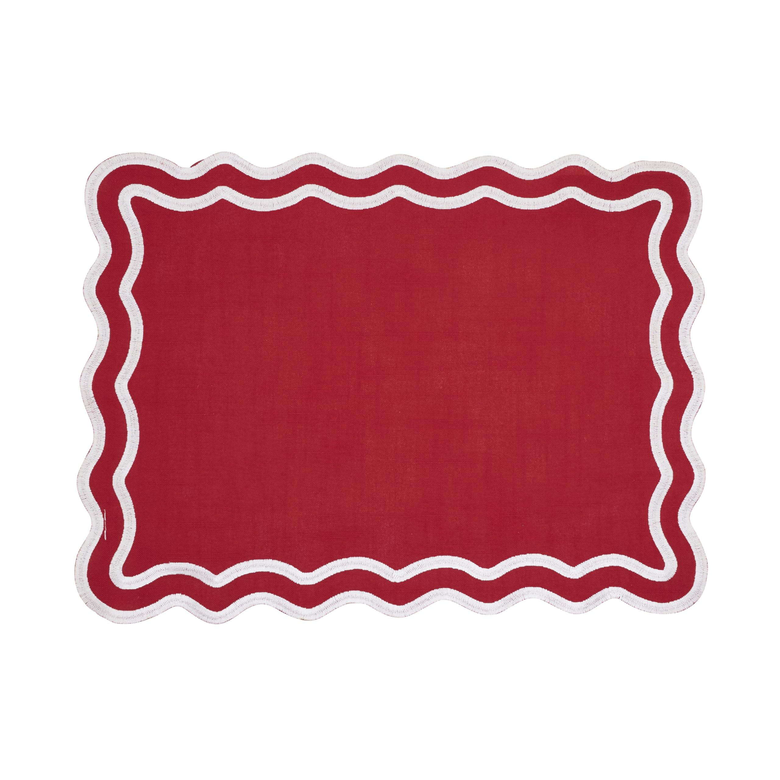 SARO Lifestyle Lot de 4 Sets de Table brodés festonnés – Sets de Table décoratifs en Coton pour Salle à Manger Quotidienne, Divertissement décontracté et Style de Table superposé, 35,6 x 50,8 cm