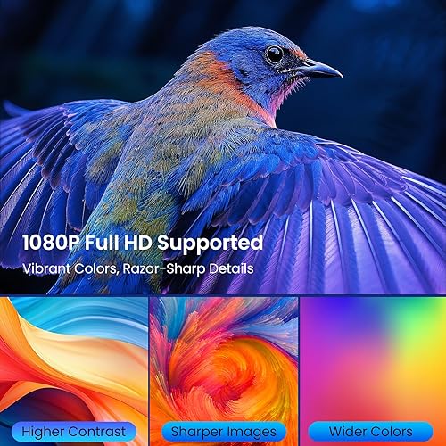 Miniatura 6 de Proyector con WiFi y Bluetooth, mini proyector portátil con batería recargable incorporada para exteriores, compatible con 1080P, enfoque eléctrico