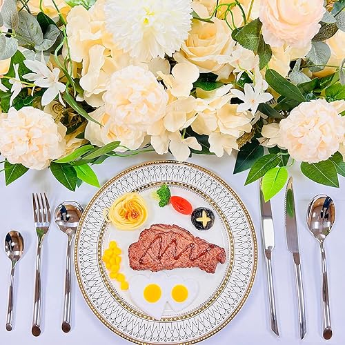 Miniatura 2 de Moderno juego de cubiertos con cuchillos para carne, 36 piezas de cubiertos de acero inoxidable 18 10 para 6, juego de cubiertos gruesos, juego de