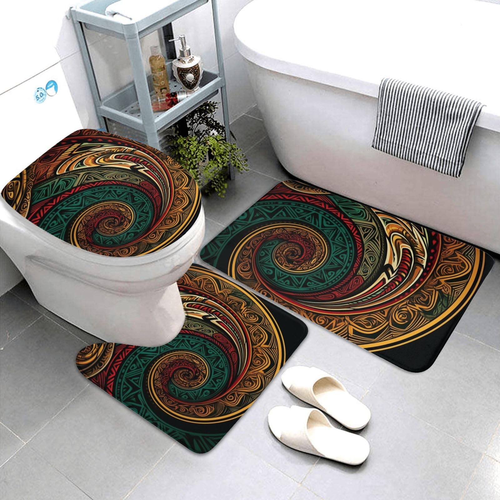 Tapis de bain bleu canard 3 pièces idéal pour cuisine et chambre