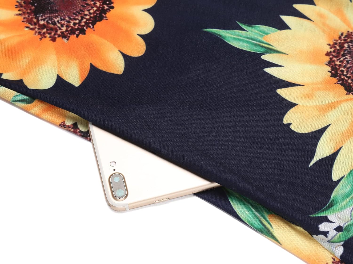 Ivicoer Women's Summer Beach Dresses V-Neck Floral Printed Tank Swing Dress Plus Size with Pocket(L-5XL) - Image 6