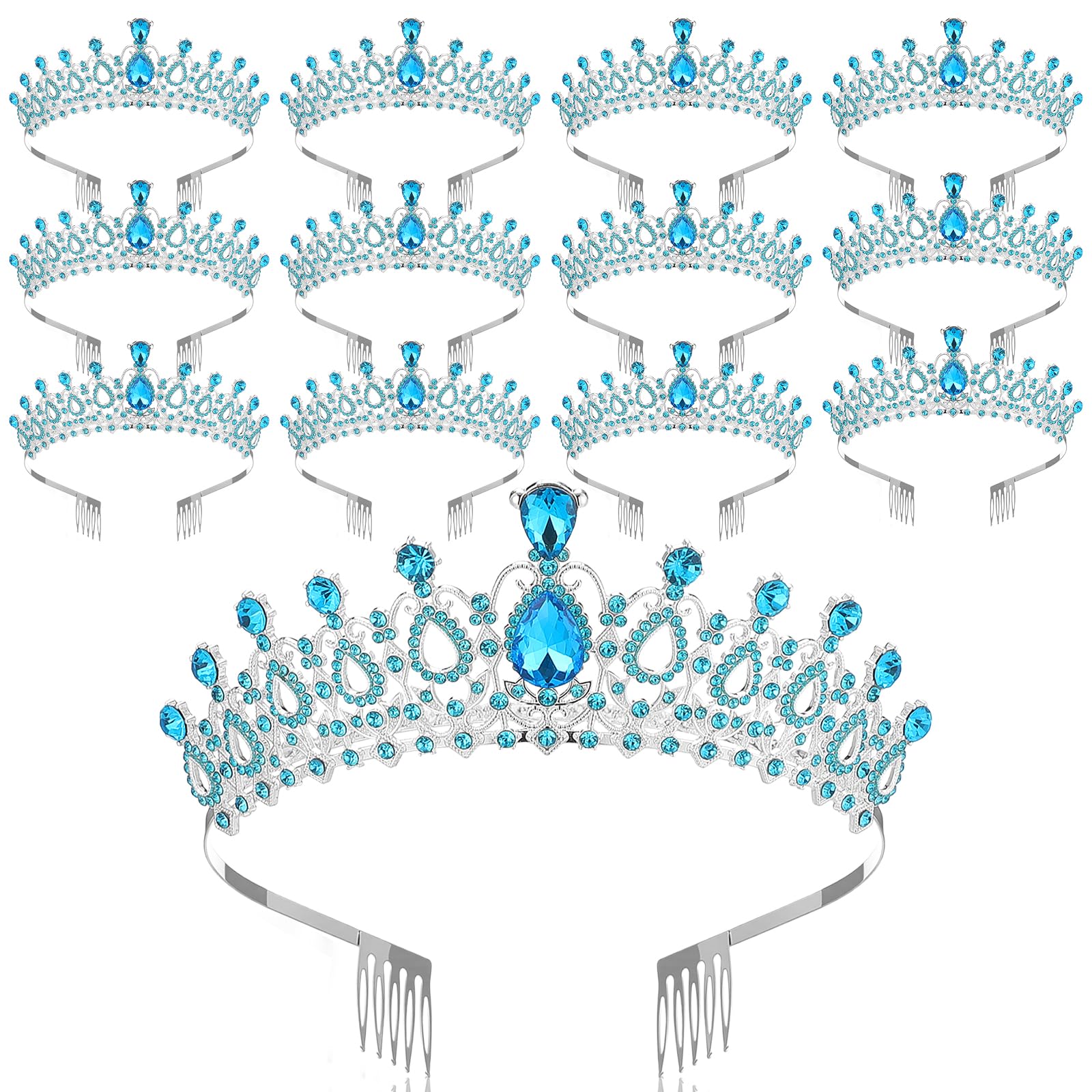 12 Pcs Crystal Tiara Princess Crown with Comb