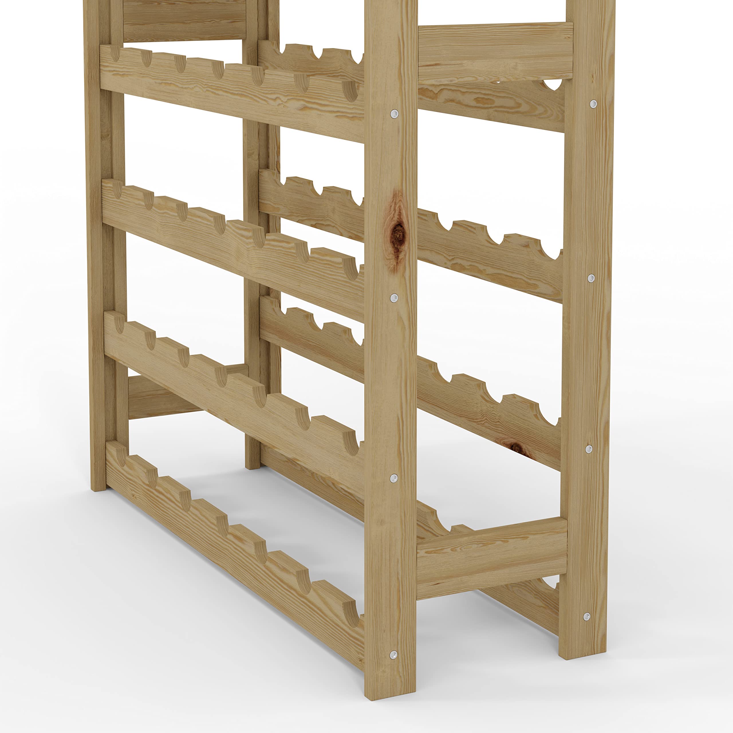 Lenmar Casier à Vin Range Bouteilles Horizontal, Serie RW-1, Étagère à Vin en Bois Naturel, Couchages, pour 12-91 Bouteilles Vin, Casier Cave Etagères Porte-Bouteilles (RW-1-91, 198 x 72,5 x 25)