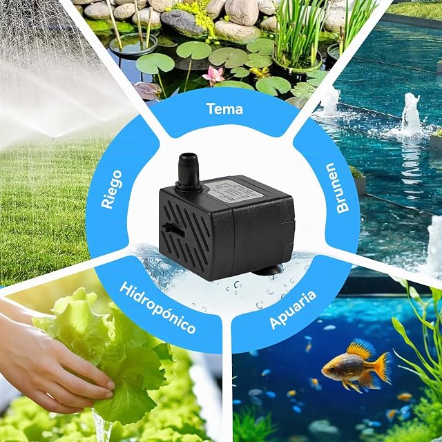 Foto 7 de 7 de BACOENG Mini Bomba de Agua, 3W 200L/H Bomba de Agua para Acuario, Bomba de Agua Pequeña, estanques, estanques