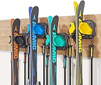 Vista 12 de Estante de Pared para Esquíes y Tablas de Snowboard para Garaje, Compatible con Cualquier Esquí/Tabla, Soporte de Pared para Esquíes, Organizador