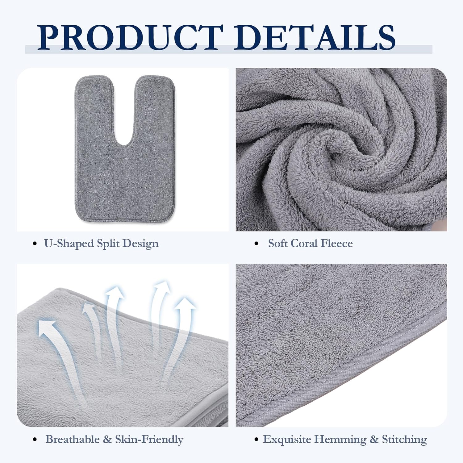 JJUNW 12 PCS U-Shaped Facial Towels, Split Design Estheticians Towels Microfiber Soft Spa Towel Coral Fleece Face Cloth for Beauty Salons Skin Care SPA Centers Estheticians Salon Grey