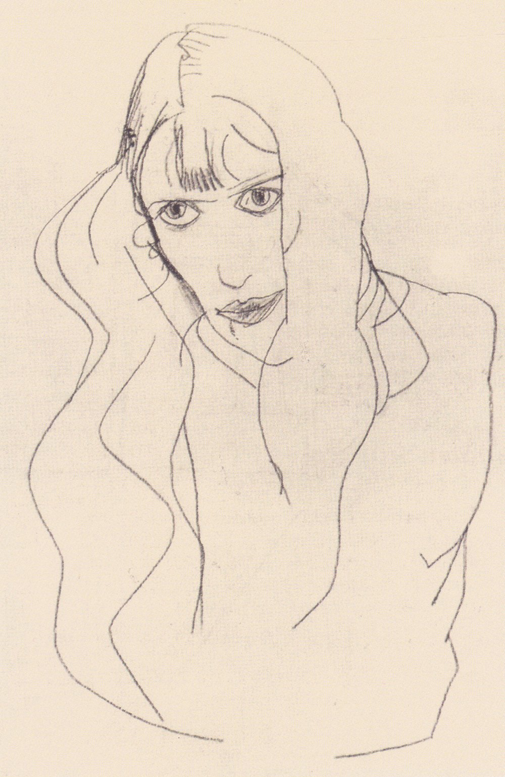 Cuadro Egon Schiele Frauen Wally de 1913, lámina mate mediana con marco negro