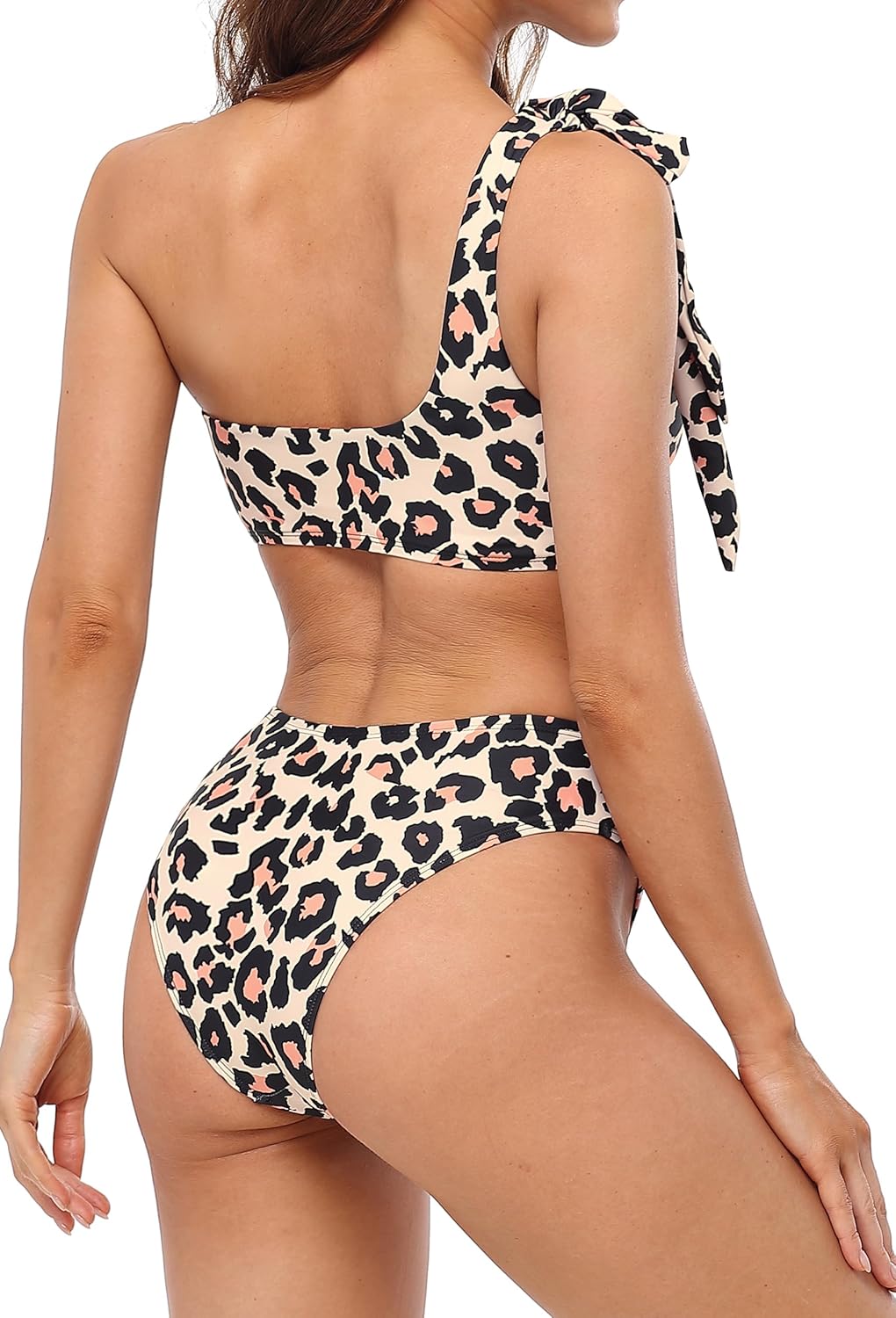 Women's 2 Piece Leopard Bikini Set, Thong Bikini Sexy Triangle High Cut, Swimsuit Bathing Suit High Leg Thong Two Piece Swimsuit - Image 4