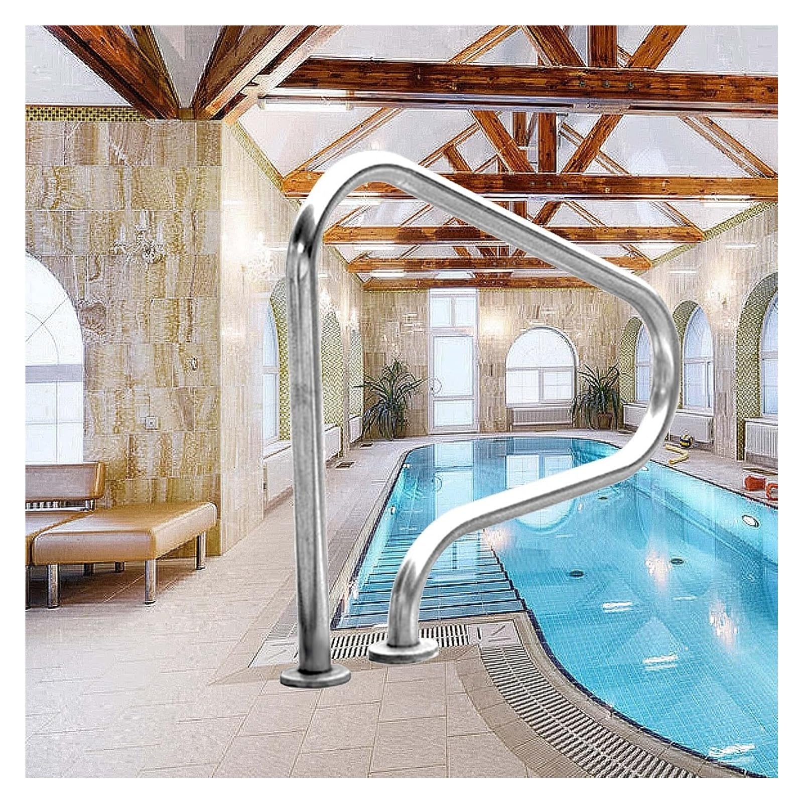 Rambarde de piscine en inox 304 | Finition miroir durable pour escalier