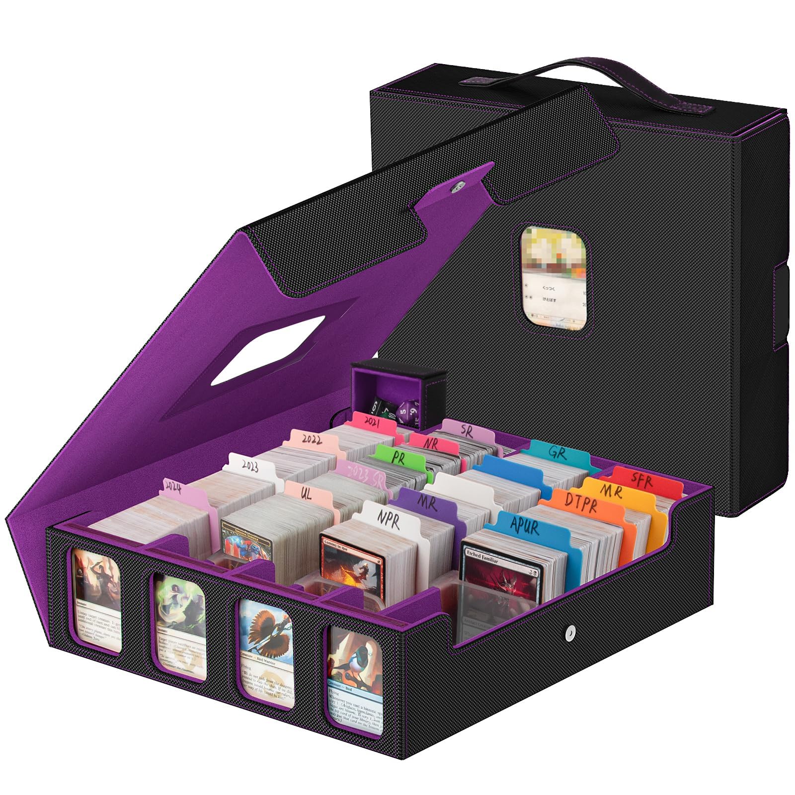 Trading Card Storage Box with 4 Commander Displays, Holds 3200+ MTG Cards