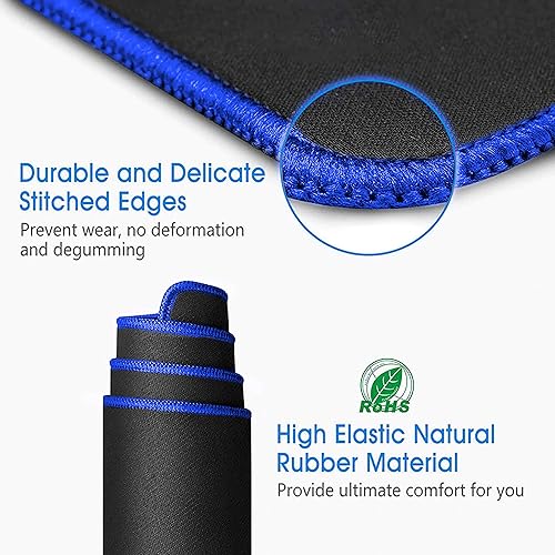 Miniatura 3 de Paquete de 20 alfombrillas de mouse para juegos, revestimiento resistente al agua, goma natural, con bordes cosidos y base de goma antideslizante,