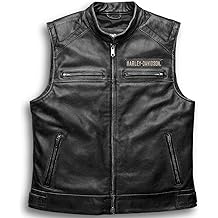Iconic Harley HD Men&rsquo;s Passing Link Leather Biker Vest &ndash; Davidson Motorcycle Road Warrior
