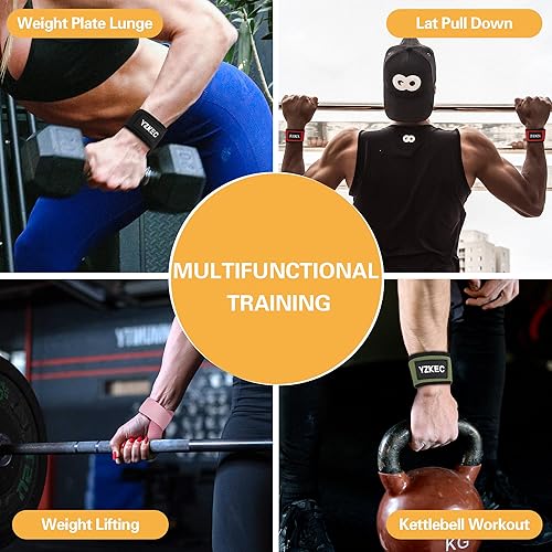 Miniatura 5 de Correas de muñeca de algodón de 24 pulgadas con acolchado de neopreno acolchado para soporte y protección de muñeca, levantamiento de pesas,