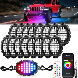 16 Pods Metal RGB Rock Lights for Trucks, App/Remote Control Multi Color