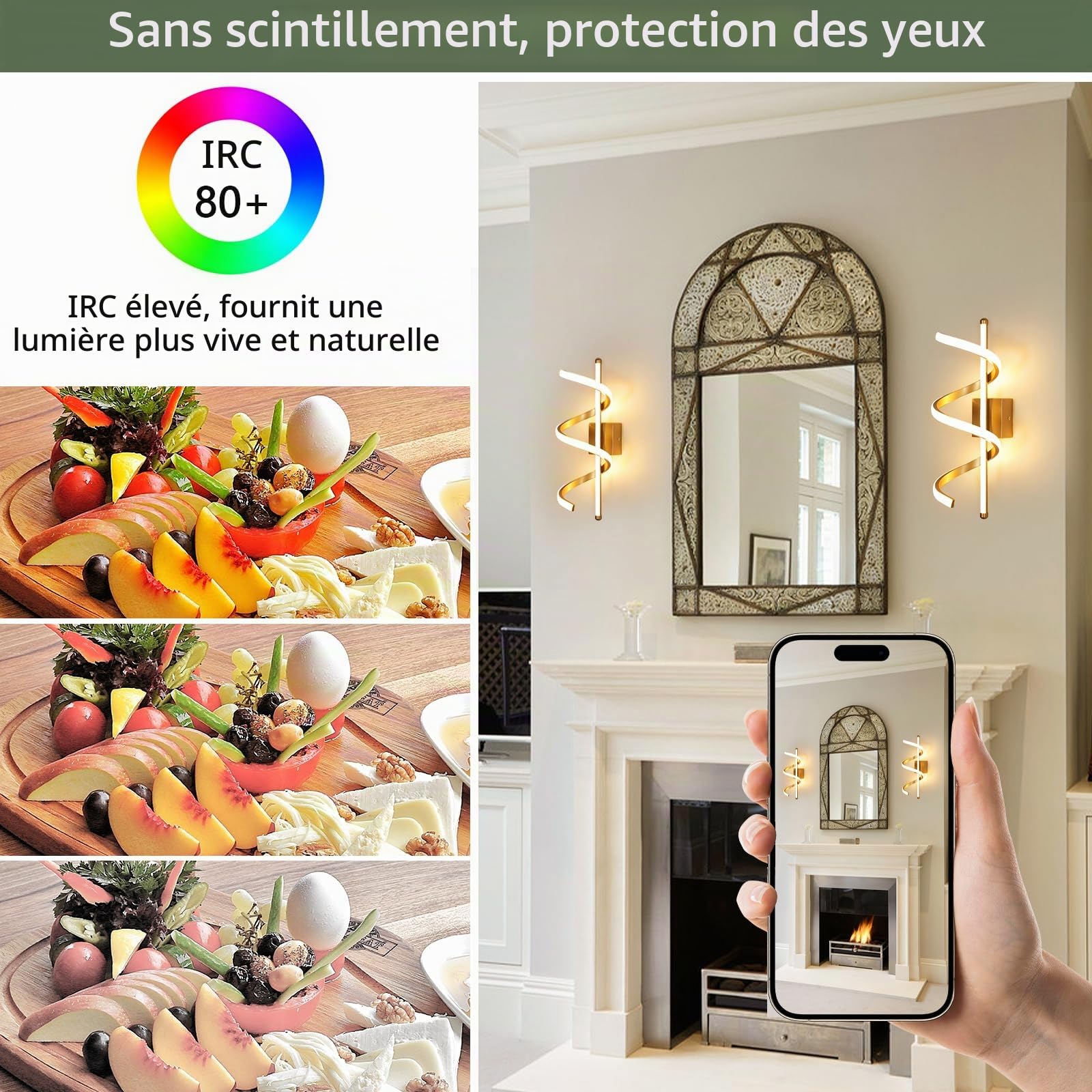 Comely 26W 2925LM Applique Murale Interieur3000K Blanc Chaud