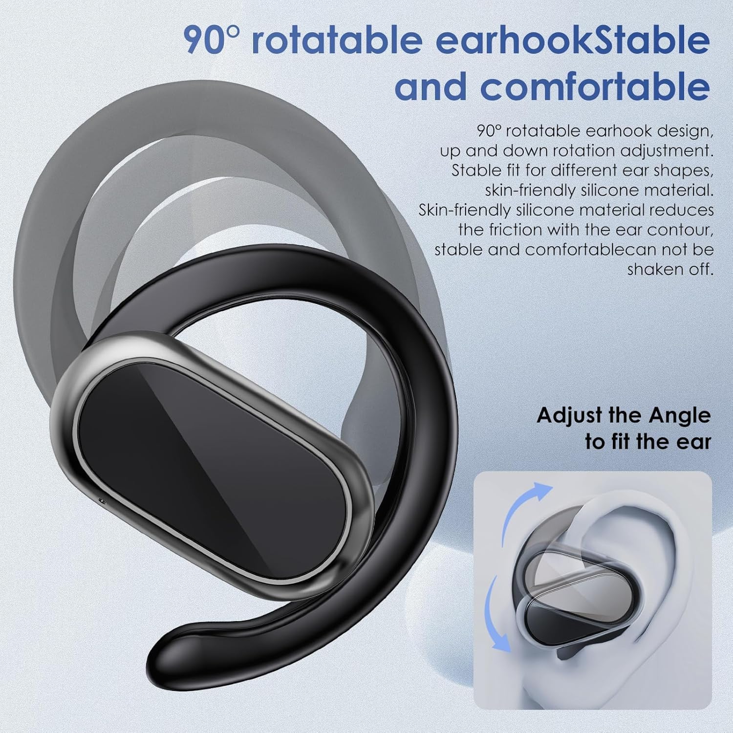 Wireless Earbuds,Open Ear Headphones,360-Degree Panoramic Sound Headsets,DT4.0 Without Sound Loss,Air Conduction,48H Range,LED Display,IPX8 Waterproof,Wireless Earphones for Meeting,Driving,Traveling