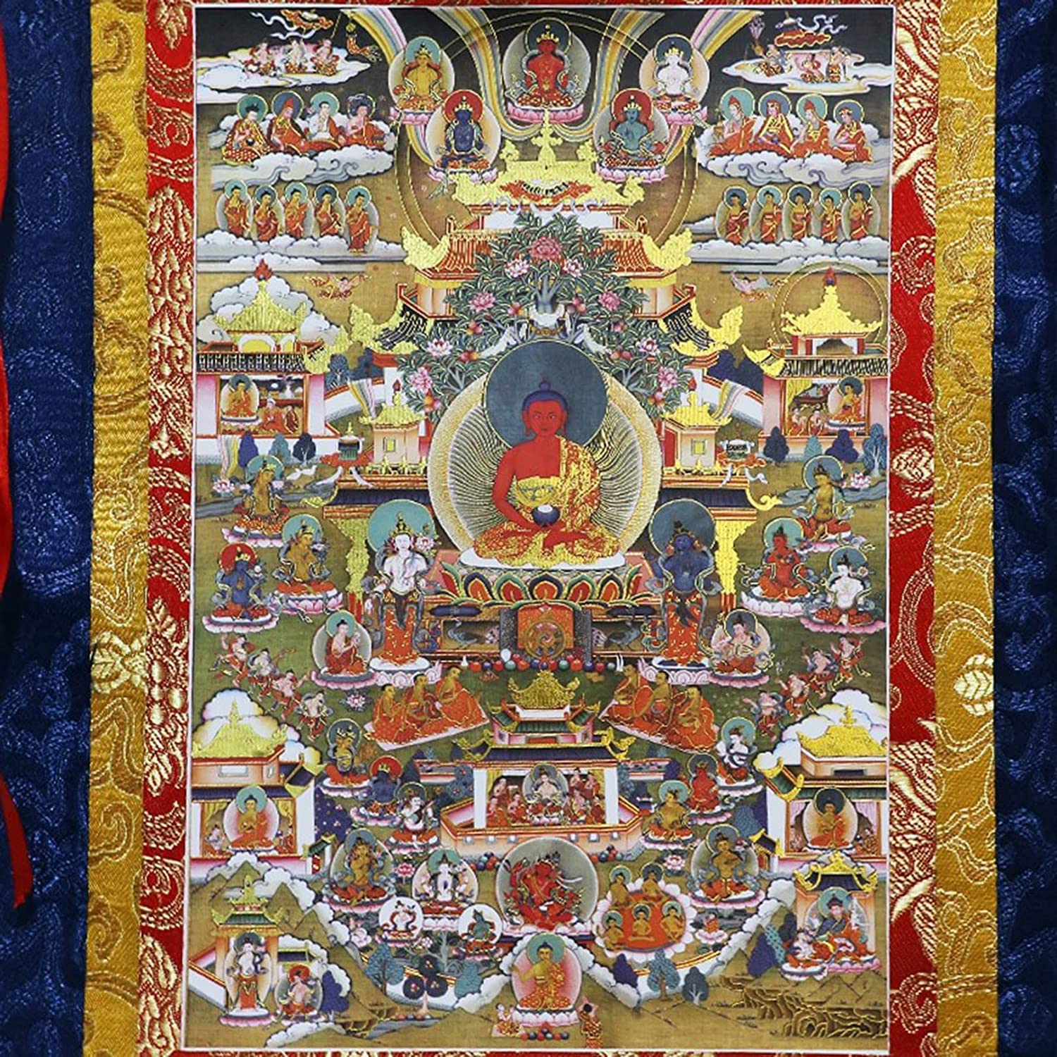 Tybetańskie tangki, Tybetański gobelin z obrazem Buddy i haftem thangka(49x63cm)