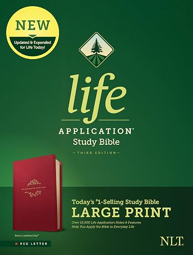 NLT Life Application Study Bible, Third Edition, Large Print (Red Letter, Leatherlike, Berry): New Living Translation, Life Application Study Bible, Berry, Red Letter, Leatherlike