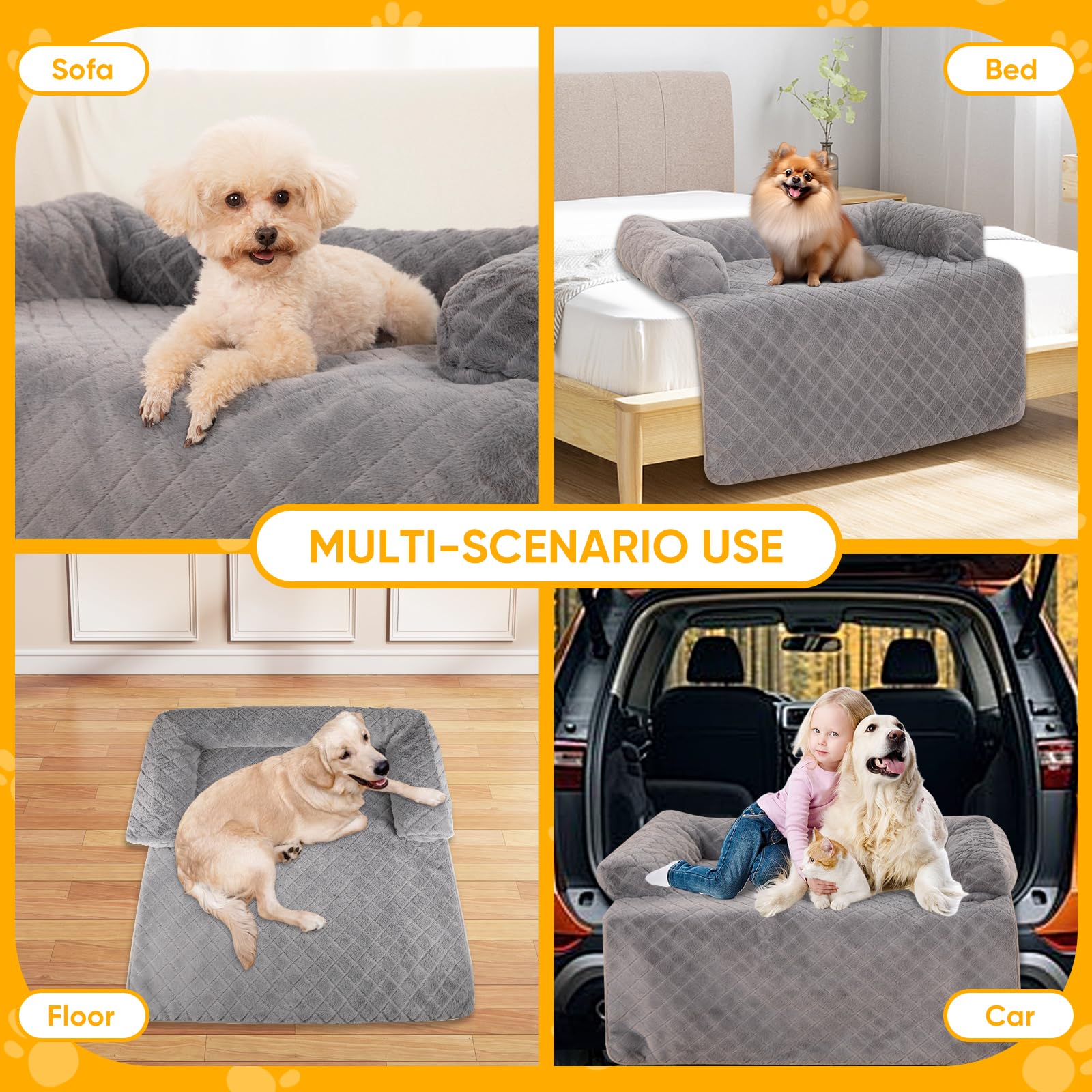 PAWBOSE Cuccia Cane Interno Taglia Piccola, Media e Grande, Cuscino Cane Sfoderabile, Tappetino Calmante per Cani, Resistente, Soffice e Peloso, con Copertura Rimovibile e Lavabile