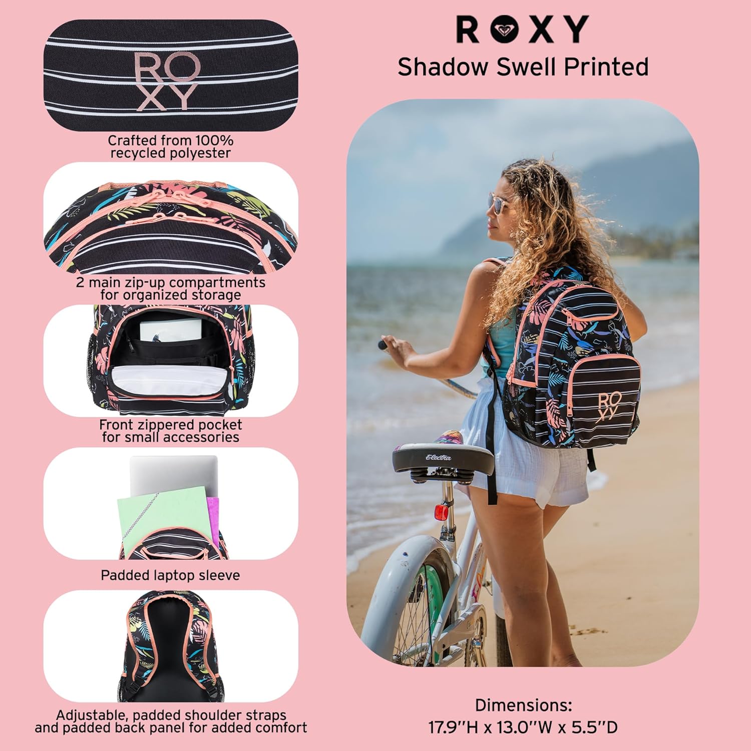 Roxy Women's Shadow Swell 24L Backpack Bright Ghana Ubuy