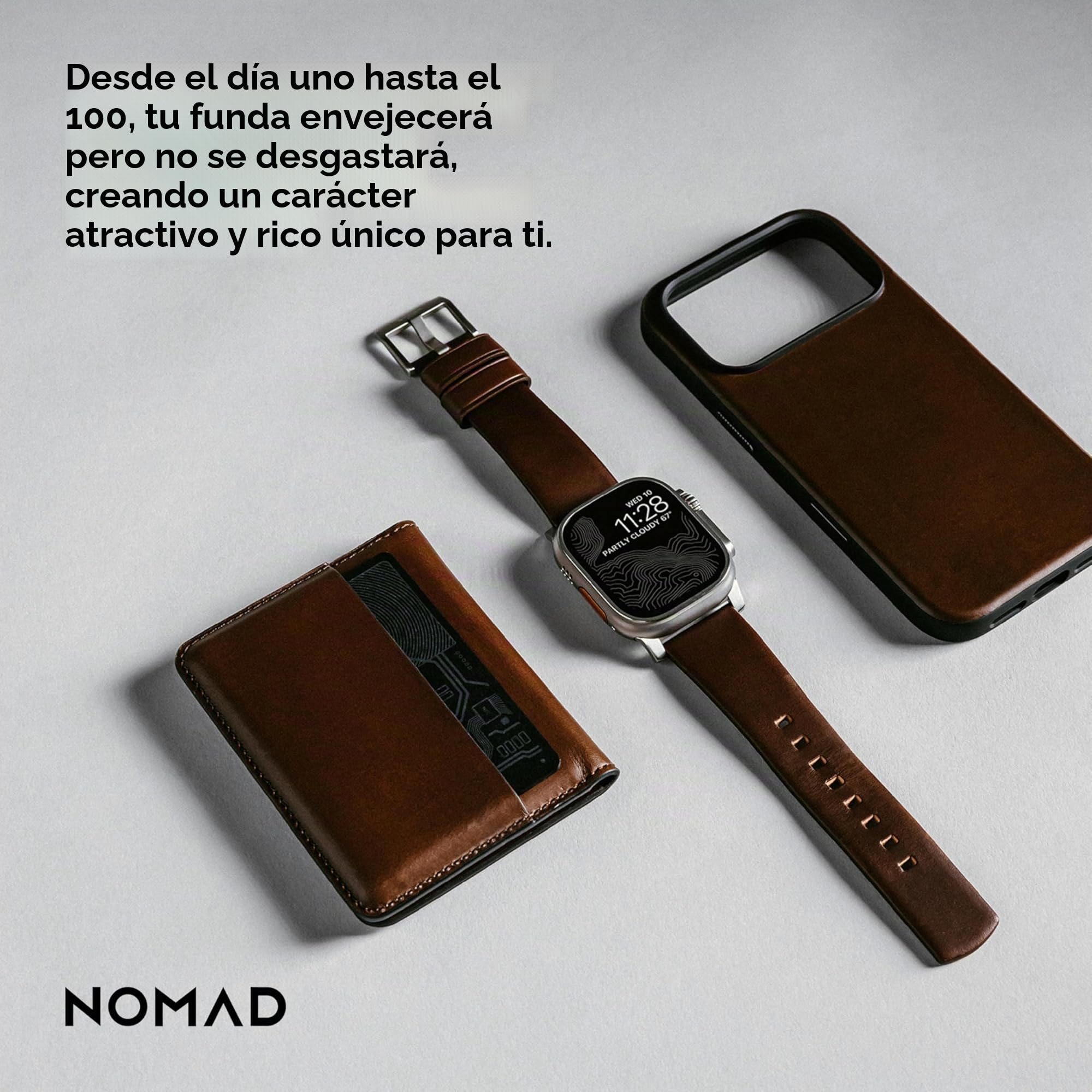 Nomad Funda de Piel Moderna Color marrón Compatible con iPhone 17 Pro de Piel Compatible con Magsafe para iPhone 17 Pro