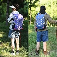 Vista 7 de Bseash Mochila de senderismo impermeable de 40L con cubierta de lluvia, bolsa de viaje deportiva al aire libre Daypack para acampar, escalada