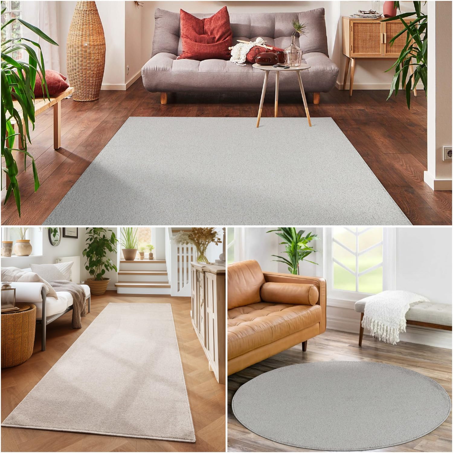 Effen, kortpolig tapijt voor de woonkamer, super zacht, verkrijgbaar in verschillende kleuren en maten., Kleur: Antraciet, Maat: 60 x 100 cm