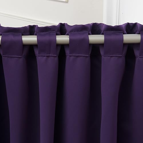 Miniatura 6 de Best Home Fashion Cortinas opacas con aislamiento térmico, pestaña trasera, bolsillo para barra, morado, 52 pulgadas de ancho x 63 pulgadas de