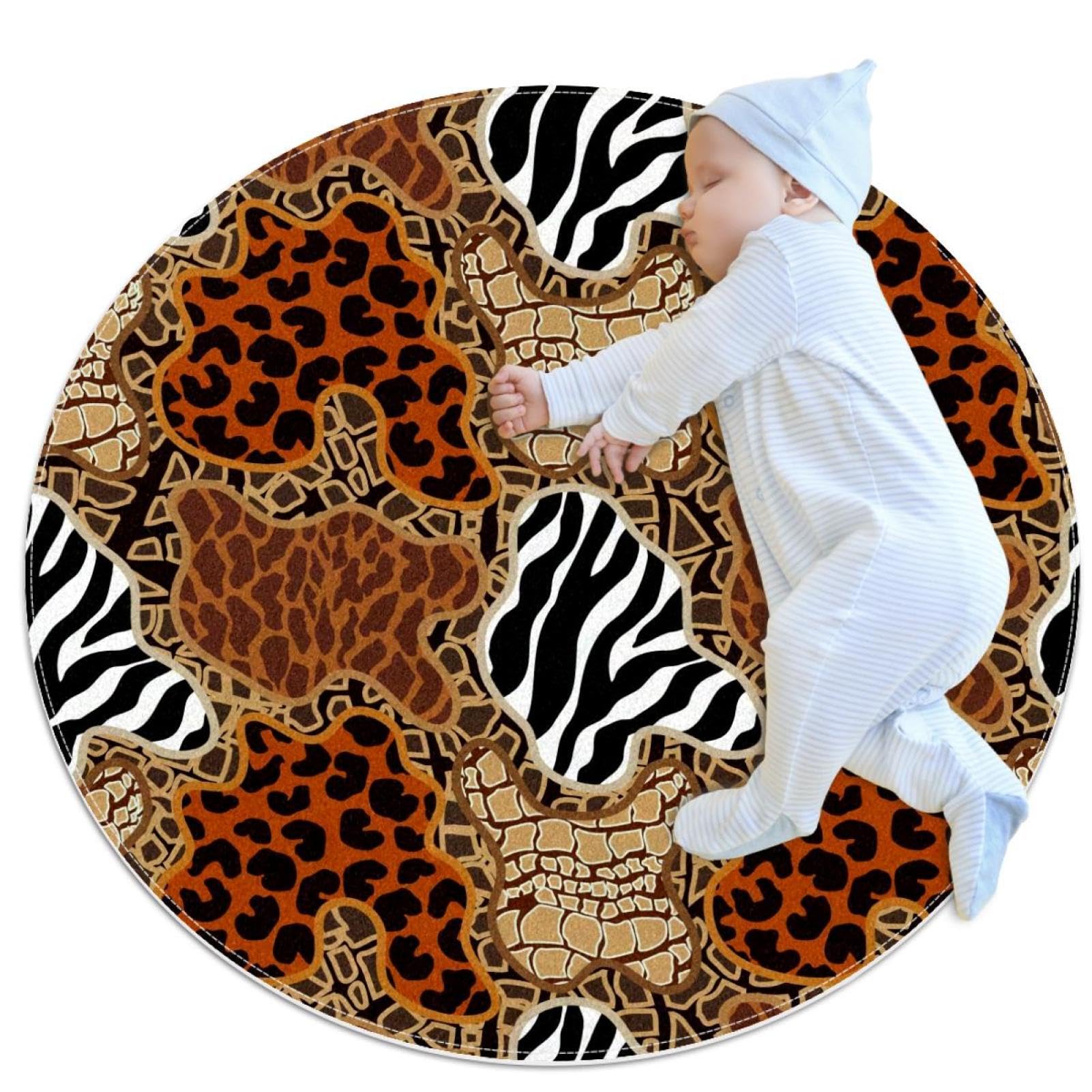 Tapis de salle de bain antidérapant rond évitant les glissades motif animaux