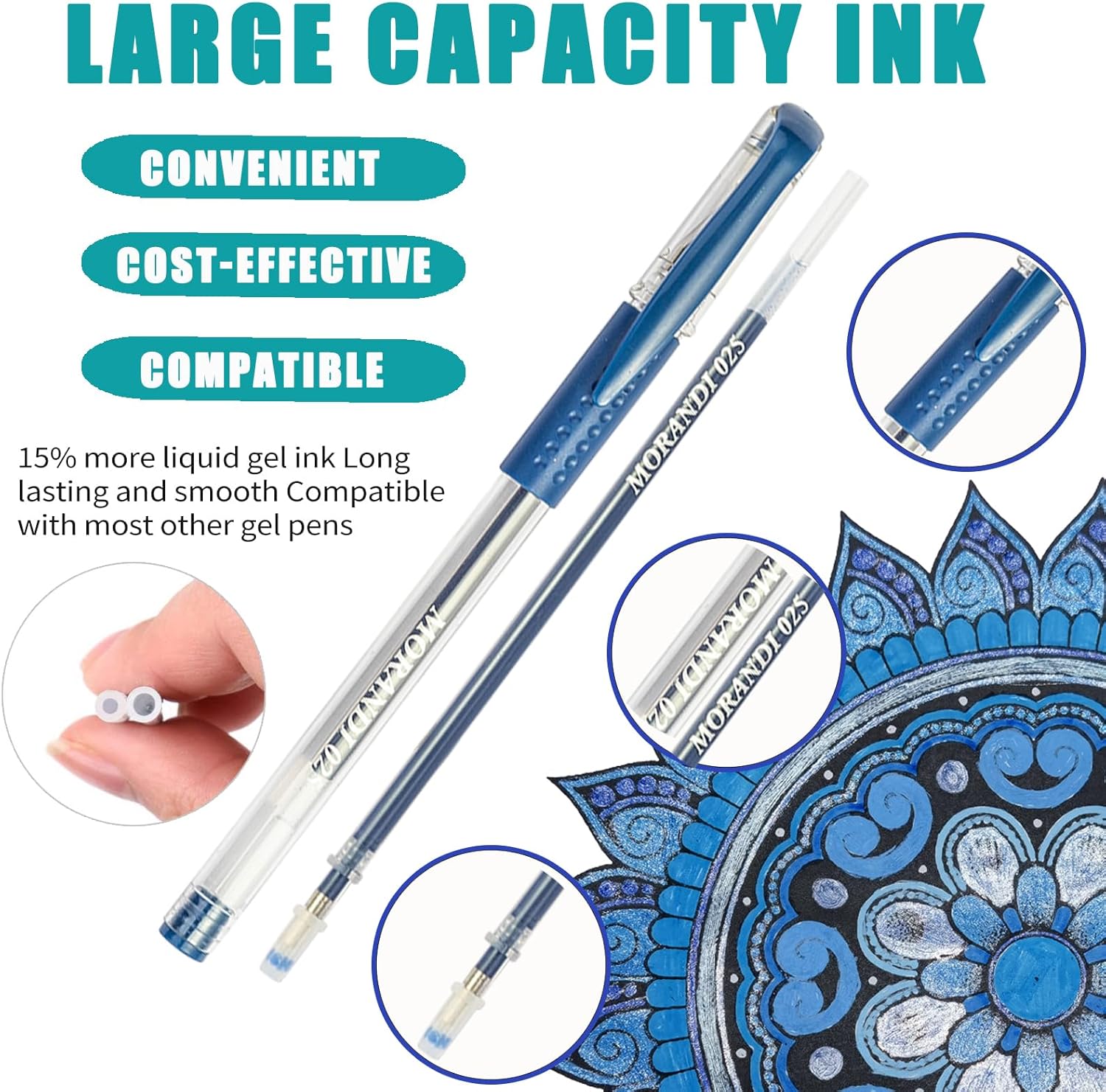 80 Pack Blue Drawing Pen Set,20 Color Double Tip Brush Pens 20 Color Gel Pens with 40 Refills for Adult Drawing Art Craft Kit
