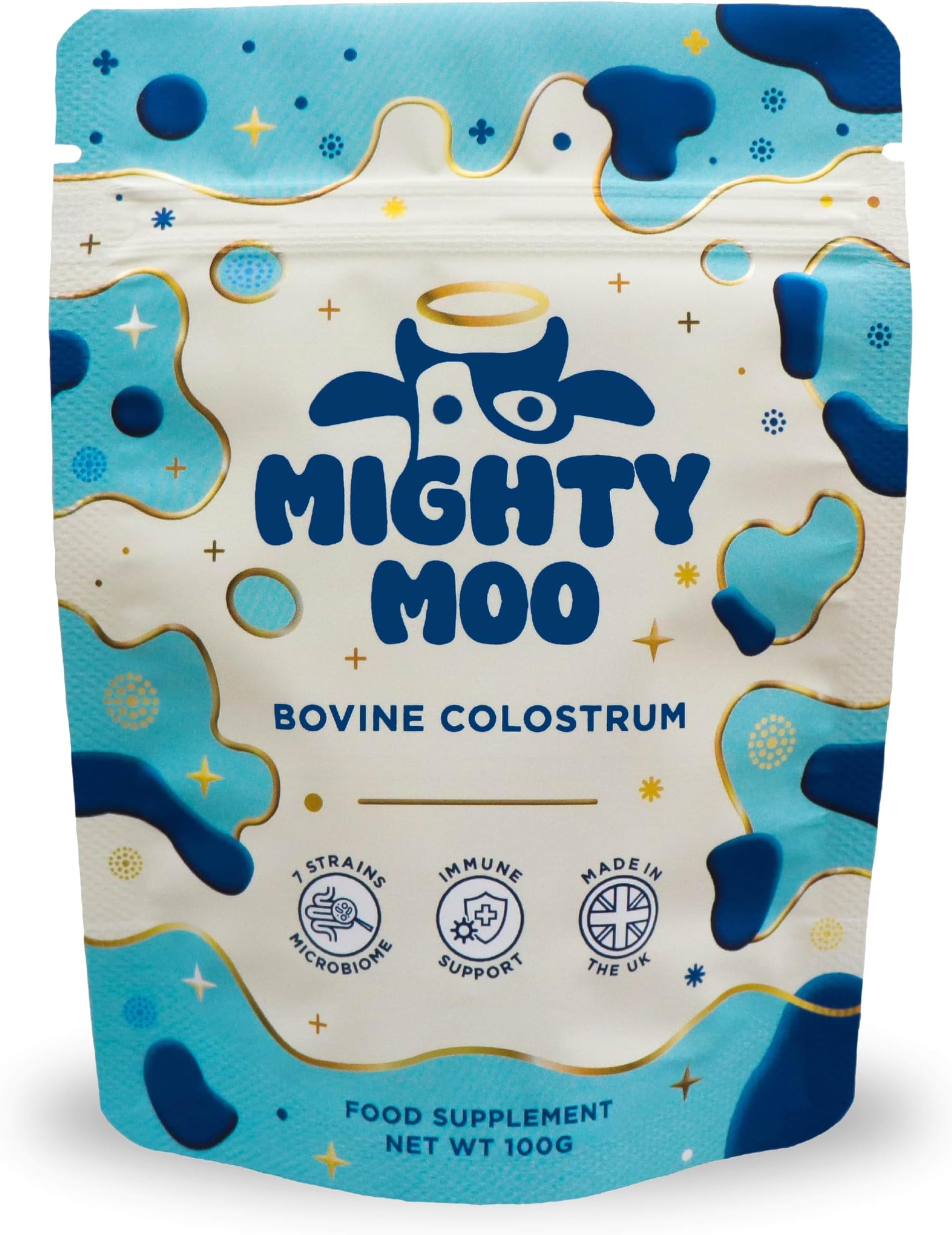 Bovine Colostrum Powder Supplement with Probiotics for Gut Health, Immune Support & Bloating, High IgG Levels Unflavoured, 30 Servings 100g.
