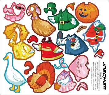 11 Costumes Dress-Up Porch Goose Refrigerator Magnet Set - Funny Magnetic Decor for Fridge, for Goose Lovers