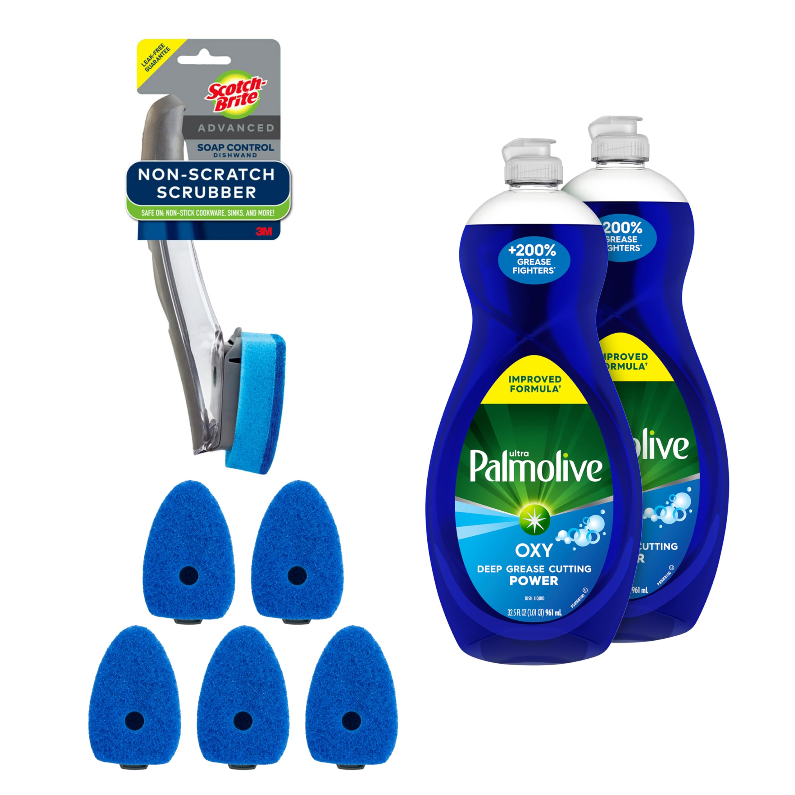 Scotch-Brite Non-Scratch Dishwand Kit with Palmolive Oxy Degreaser
