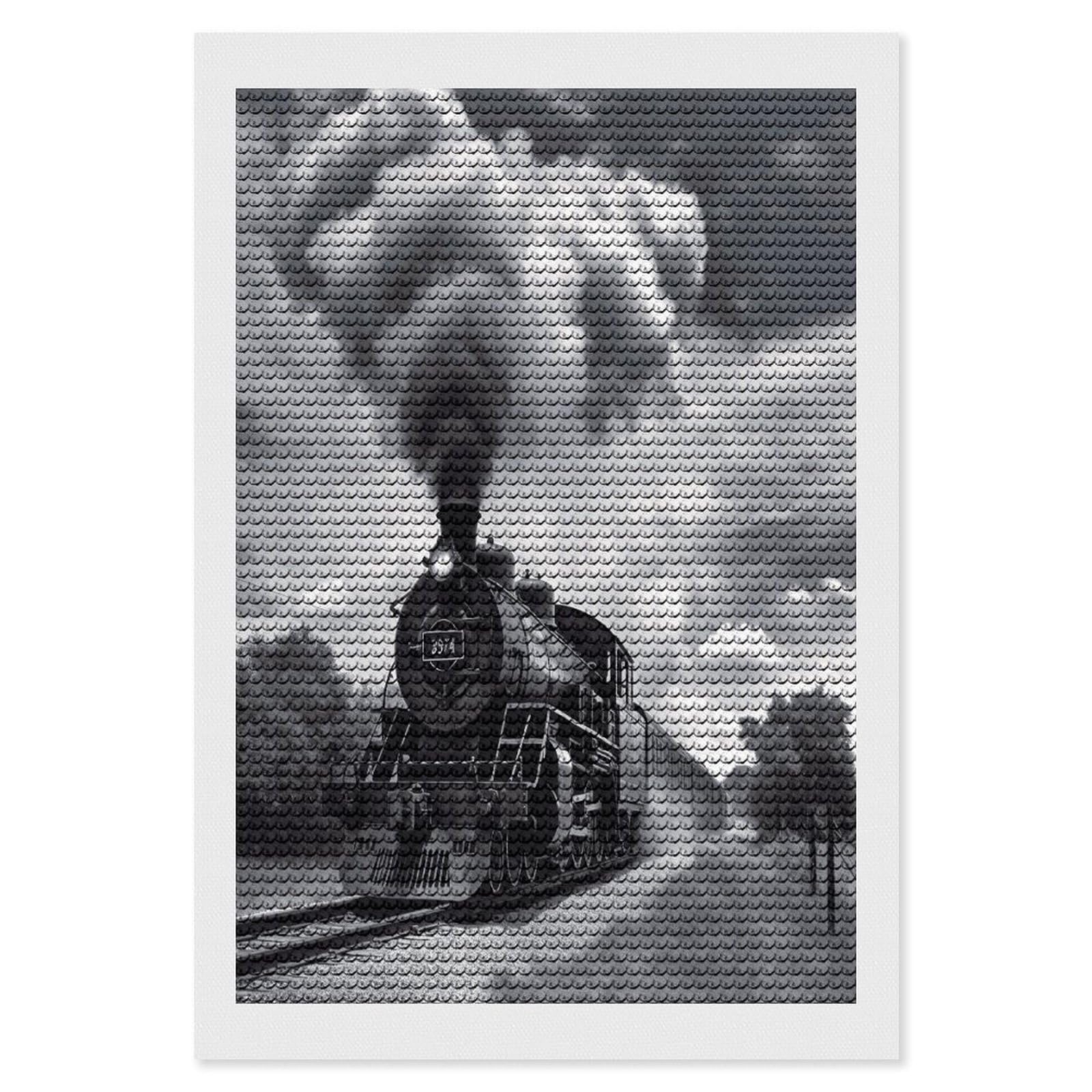 LDGSUPH Steam Train Clouds Diamond Painting Kits for Adults Paint with Diamond Pictures Art DIY Full Drill Diamond Dots Painting Personalized Diamond Photo for Home Wall Decor Gift 8"x12"