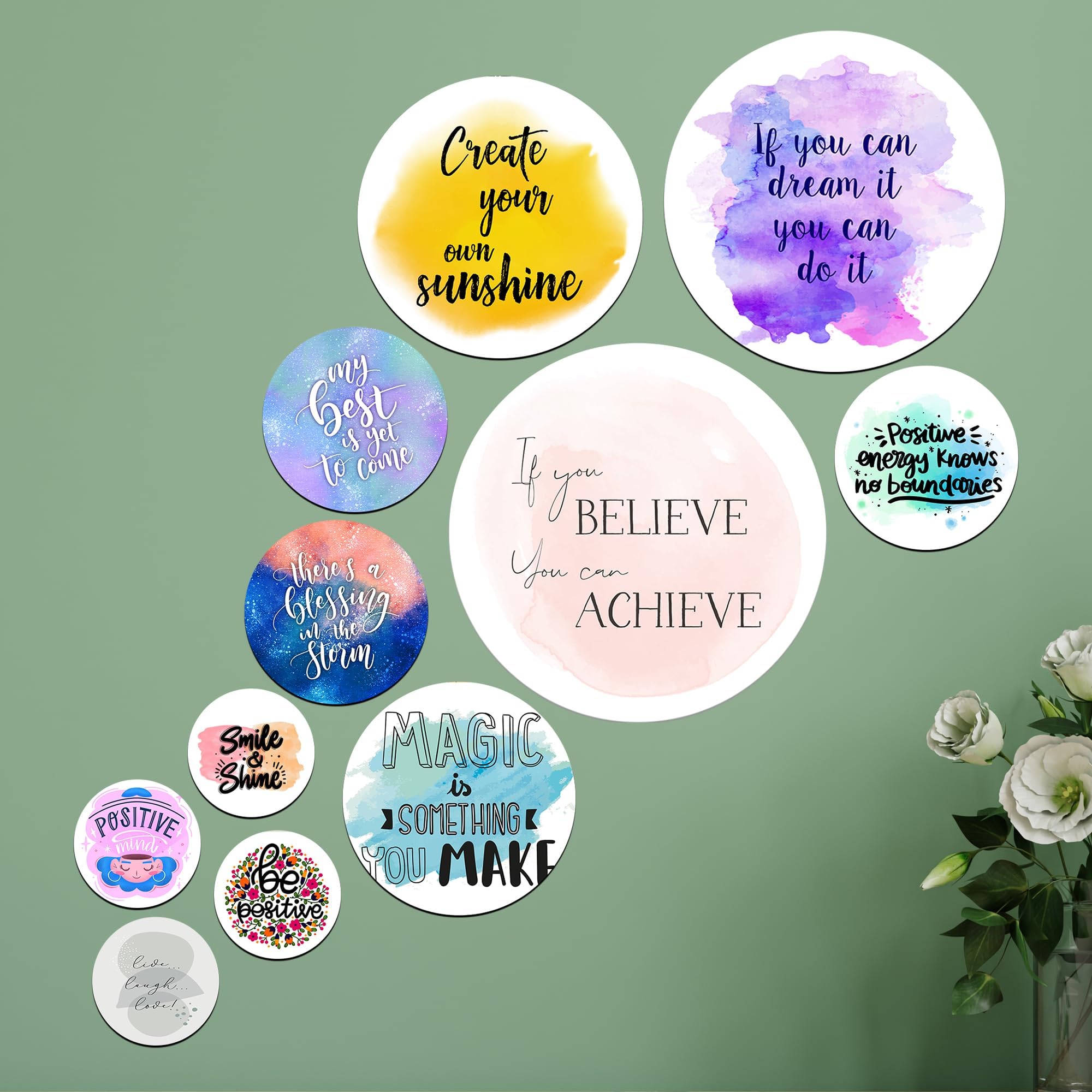 SAF paintings set of 11 motivational Mdf Wooden Wall Hanging Home Decor Plates, wall painting, wall hanging For home decoaration, office, living room, wall decoration SANRRO-31