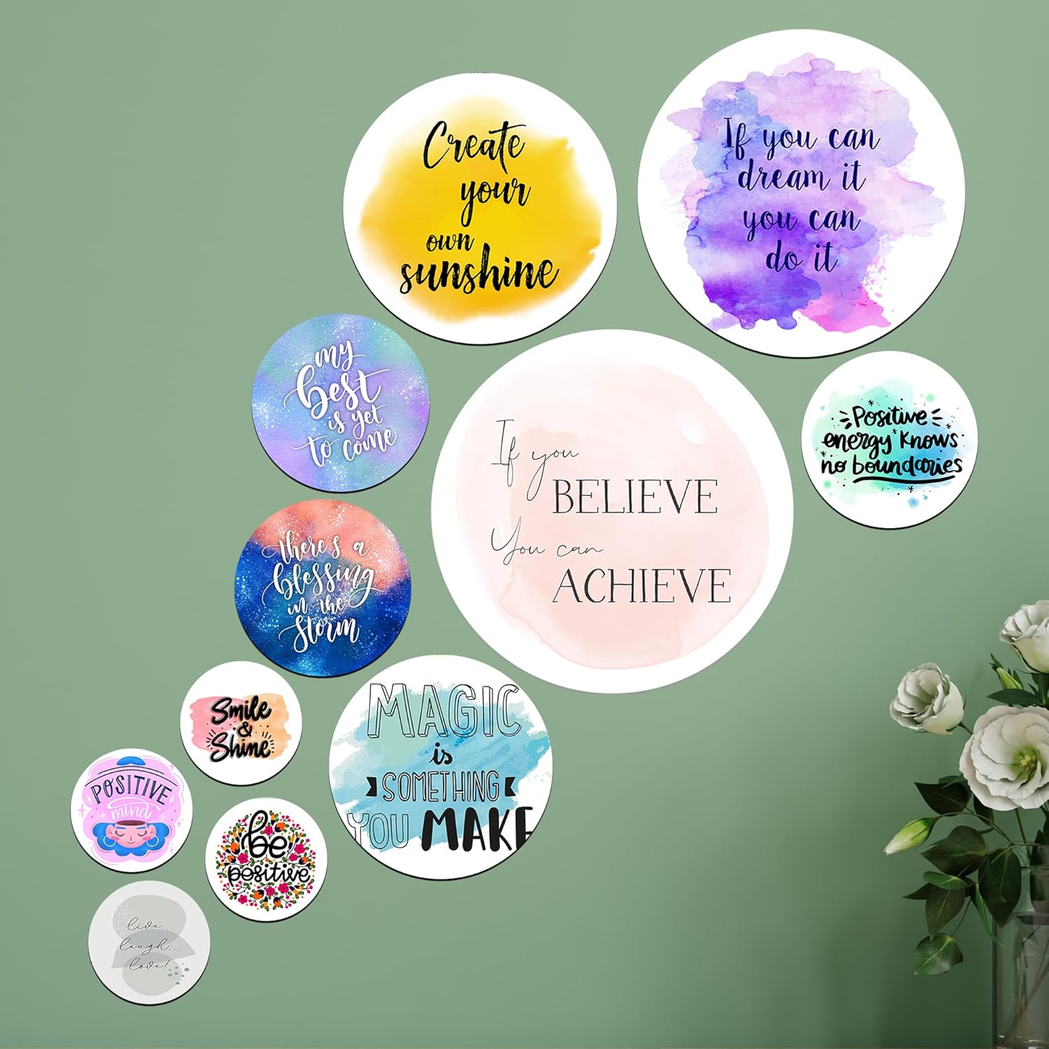 SAF paintings set of 11 motivational Mdf Wooden Wall Hanging Home Decor Plates, wall painting, wall hanging For home decoaration, office, living room, wall decoration SANRRO-31