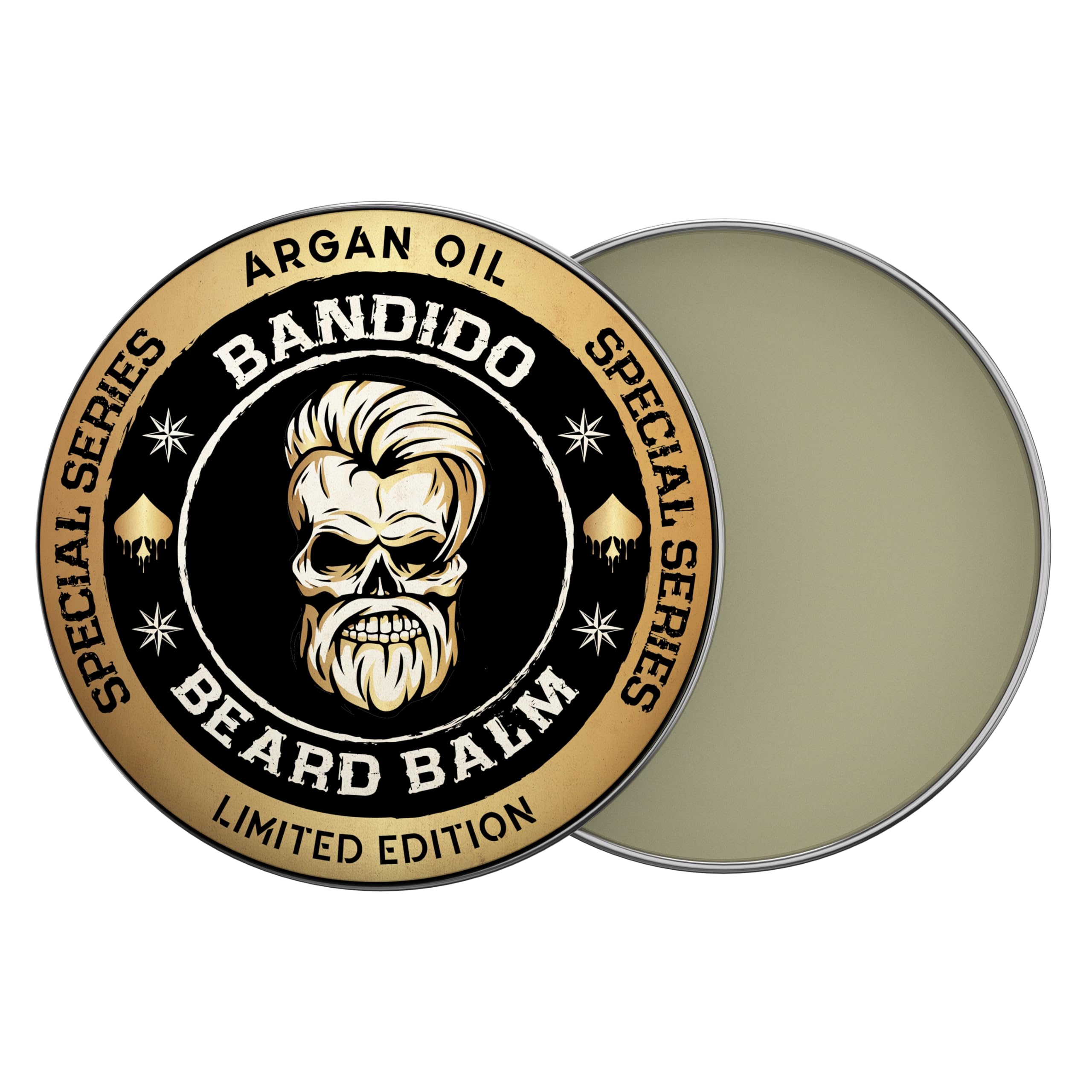 Bandido Beard Bálsamo de 40 ml de aceite de argán, bálsamo de argán, cera para barba, cuidado de la barba con aceite de argán, cera para hombre, domina la barba y la hace más suave