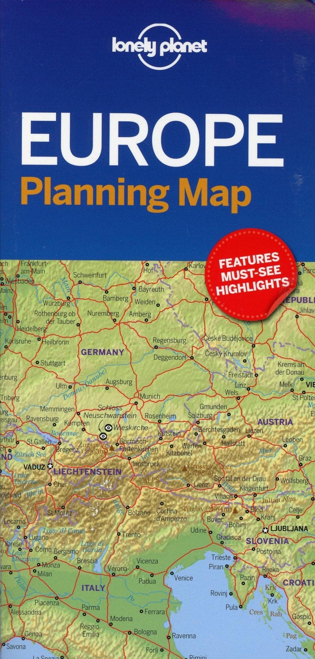 Lonely Planet Europe Planning Map: Easy-Fold, Full Colour Travel Map with Top Attractions, Itineraries & Themed Lists | Handy Slipcase for European Adventures Map – Folded Map, October 17, 2017
