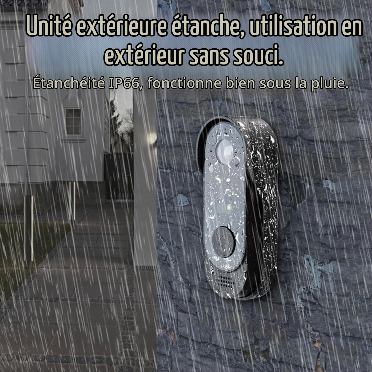 GUSHE Caméra sans Fil pour Sonnette: résolution 1080P, Angle de Vision de 170°, écran de 4,3 Pouces, Indice d'étanchéité IPX65 pour extérieur, Fonction de Vision Nocturne, X8 Sonnette avec Camera