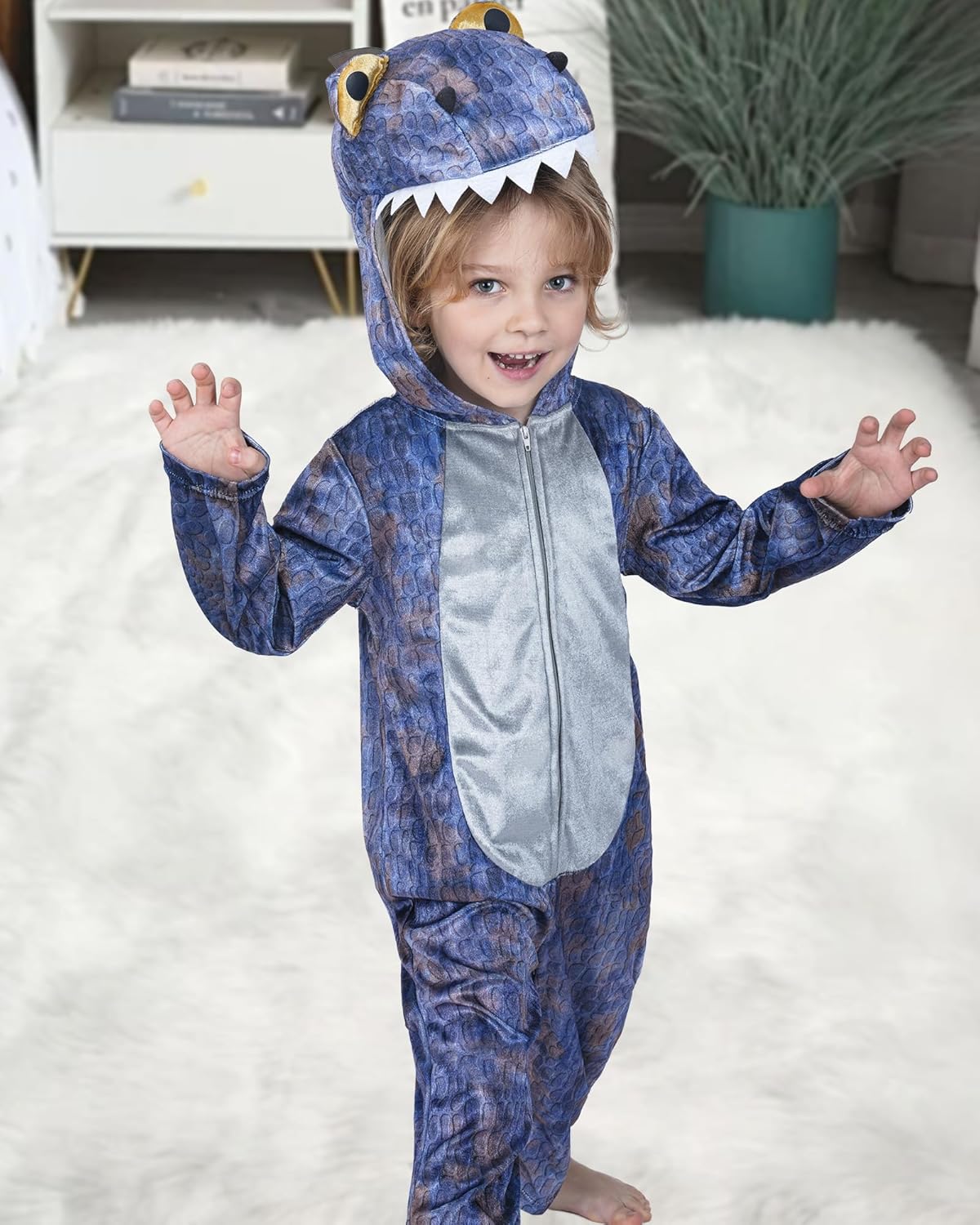 Wizland Toddlers Dinosaur Onesie Kids T Rex Costume Triceratops Velour, Kid Dinosaur Costume for Halloween - Image 3