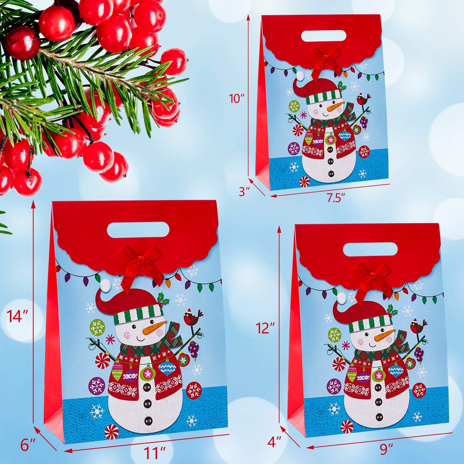 Promo Discount Up To 70% Off Christmas Gift Bags Assorted Sizes, Holiday Gift Bags with Handle, Xmas Theme Gift Wrapping Bags, Reuseable Classrooms Party Favors Decoration, Holiday Wrap Décor (12PCS)