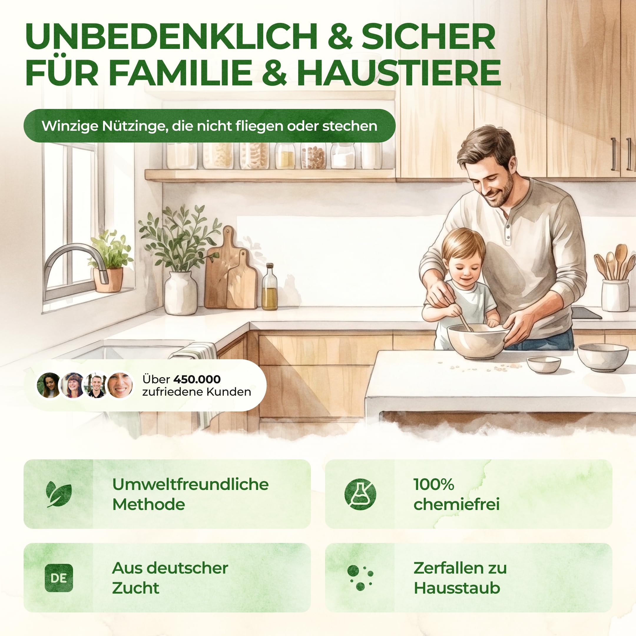 GREEN GUARDIA Brackwespen gegen Lebensmittelmotten - 1x Röhrchen à 40 Nützlinge - Brackis, Habrobracon hebetor, Turbo-Booster zur Mottenbekämpfung