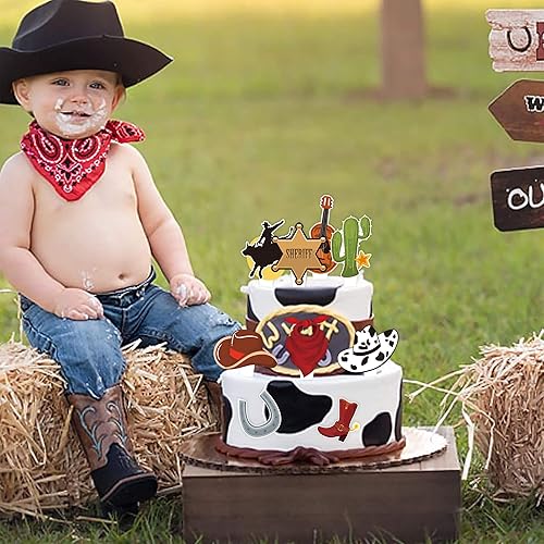 Miniatura 7 de 72 adornos de vaquero occidental para cupcakes, botas de sombrero de vaquero, botas de toro, cactus, cupcake para rodeo occidental, baby shower,