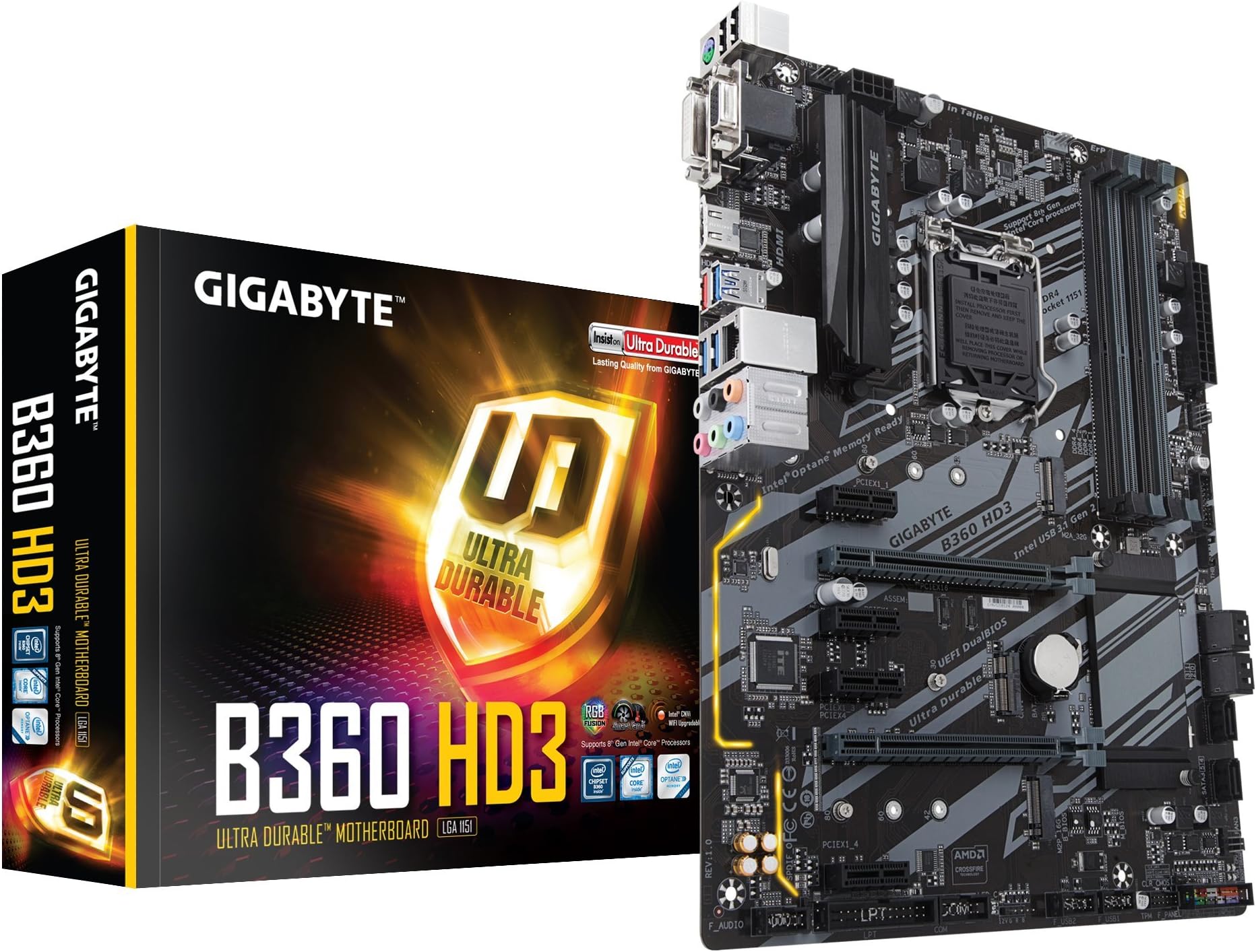 GIGABYTE B360 HD3 Socket 1151/H370/DDR4/S-ATA Motherboard - Black