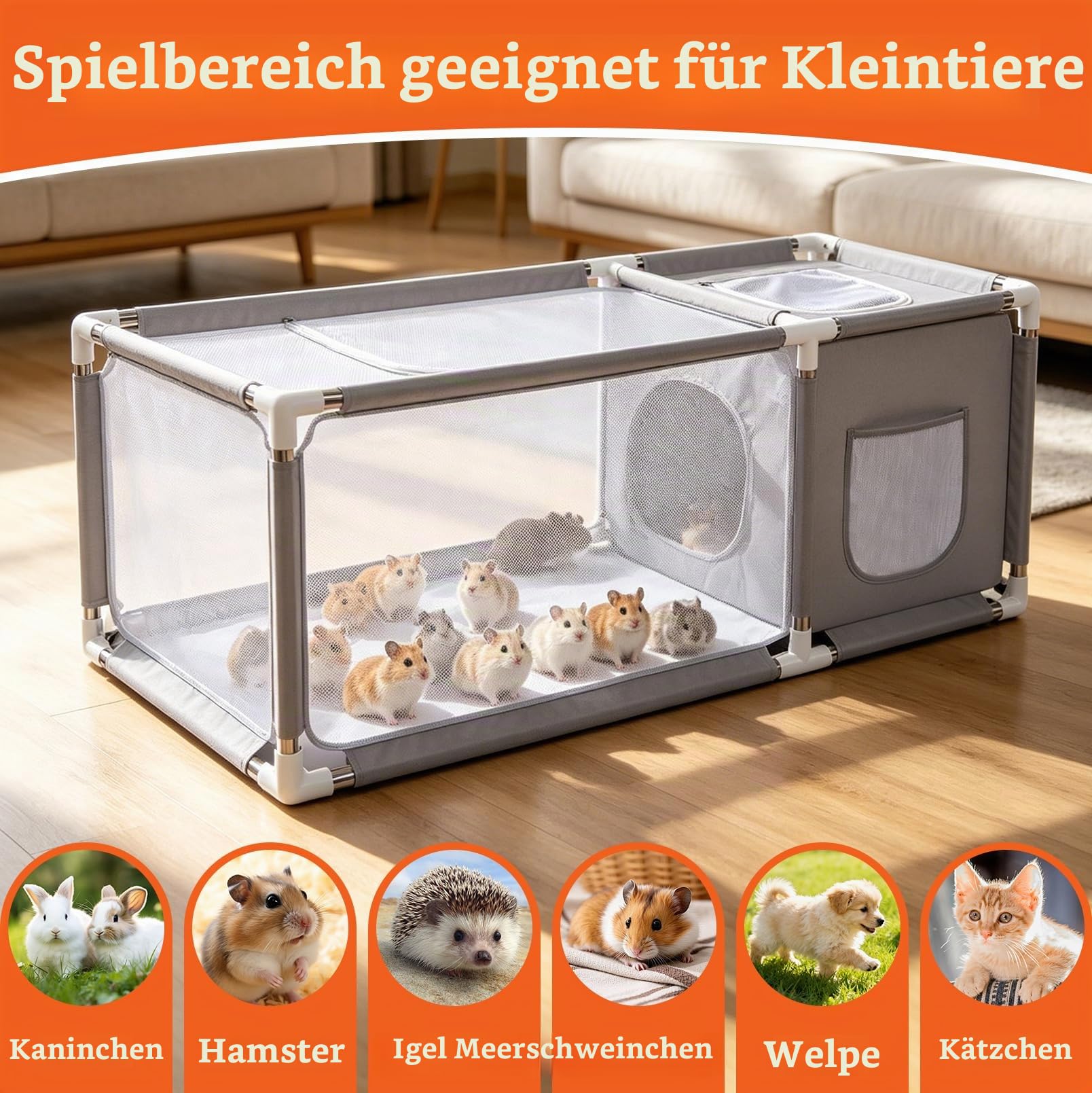 Kleintiergehege, Mit Oberer Abdeckung & Wasserdichtem Bodenfutter