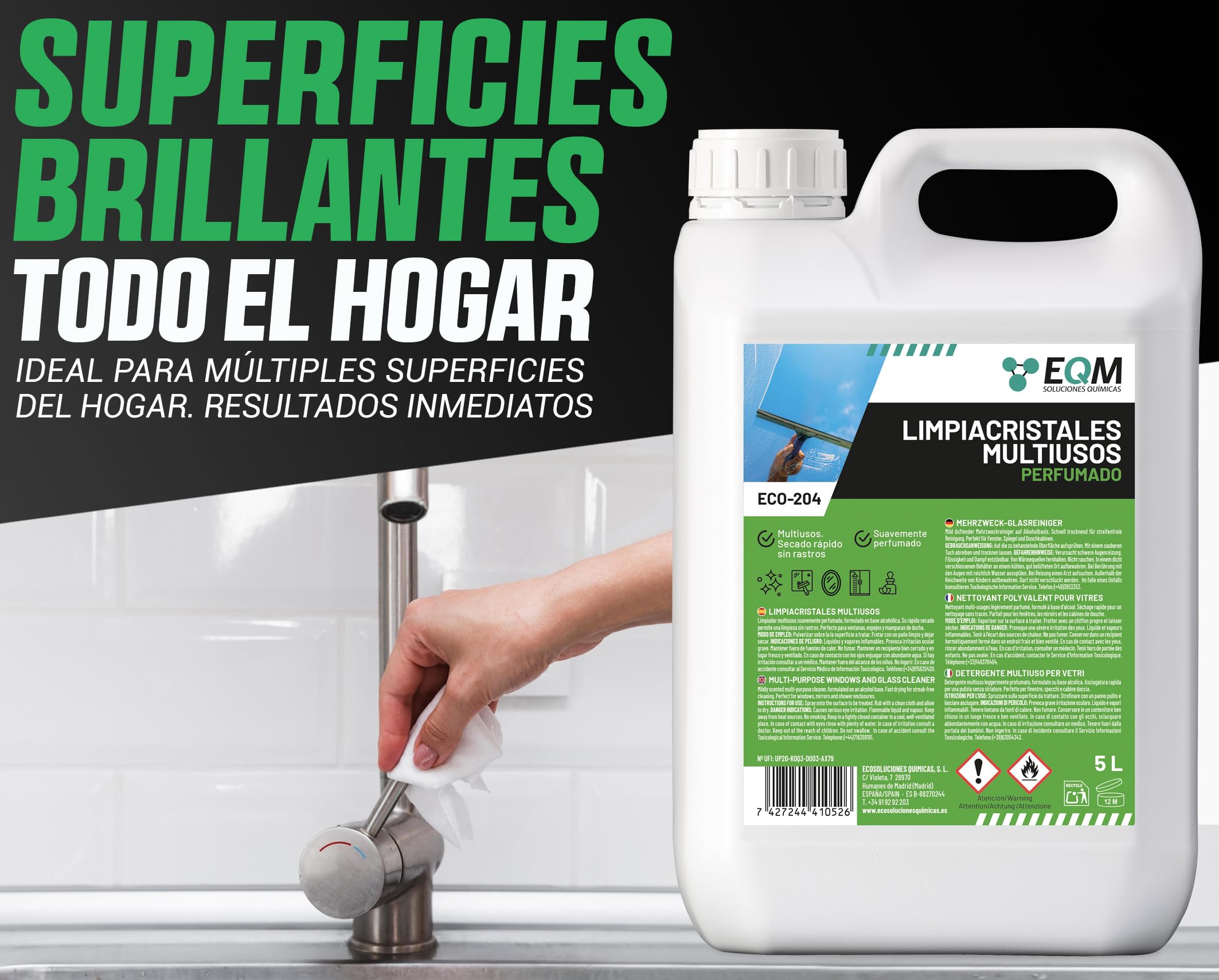 EQM ECO-204 Limpiacristales Multiusos Profesional 5L