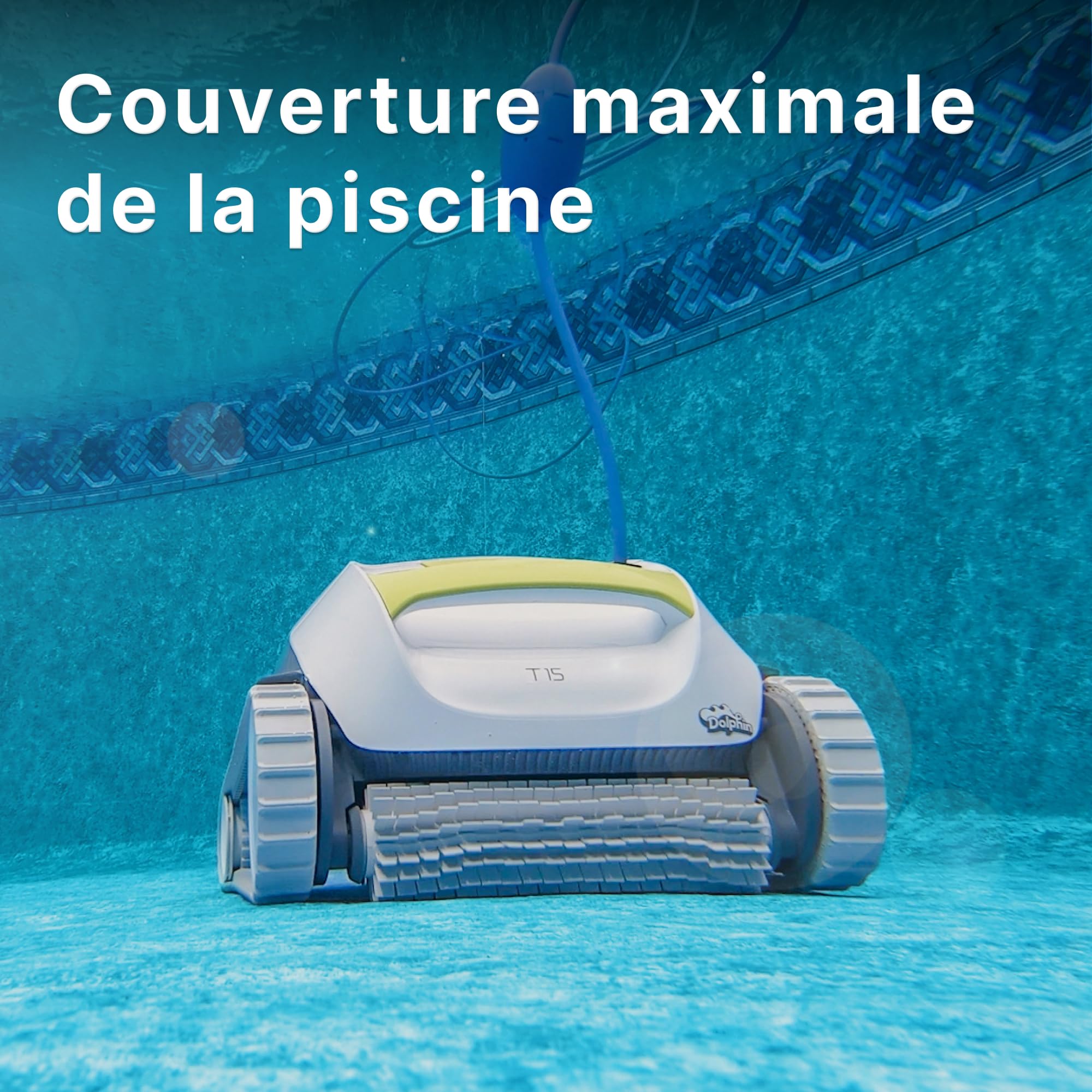 Dolphin T15 Robot Nettoyeur électrique avec Fil pour Piscines Hors-Sol jusqu'à 8 mètres de Longueur - Nettoyage du Fond - Économie d'énergie