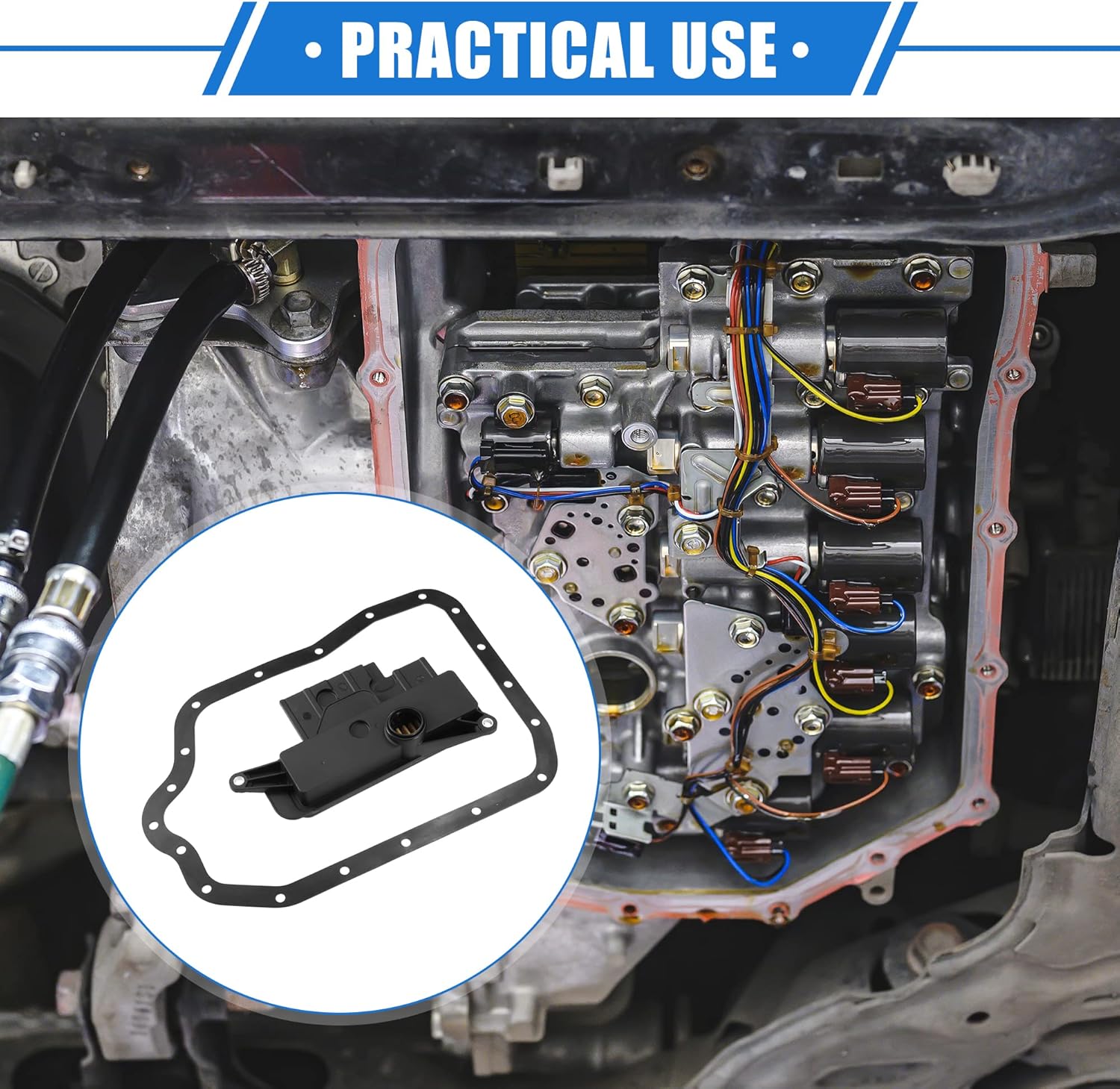 Transmission Filter Kit Compatible for Scion TC 2011-2016, Durable Plastic Black Automatic Transmission Filter with Gasket