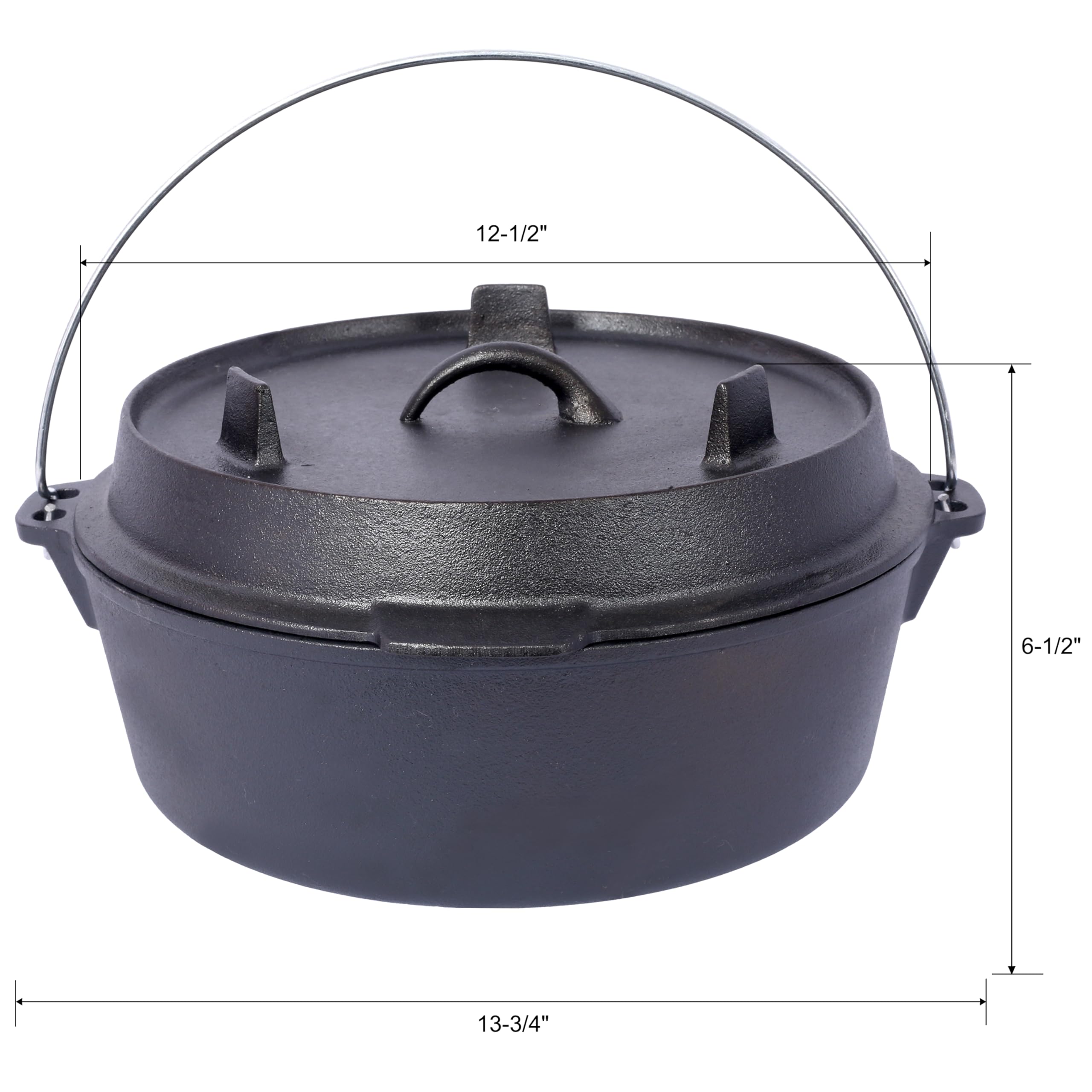 Pre-Seasoned Cast Iron Dutch Oven with Skillet Lid & Iron Pot Rack – All-Season Camping Cookware for Campfire, BBQ, Baking, and Outdoor Feasts,6 Quart,Black