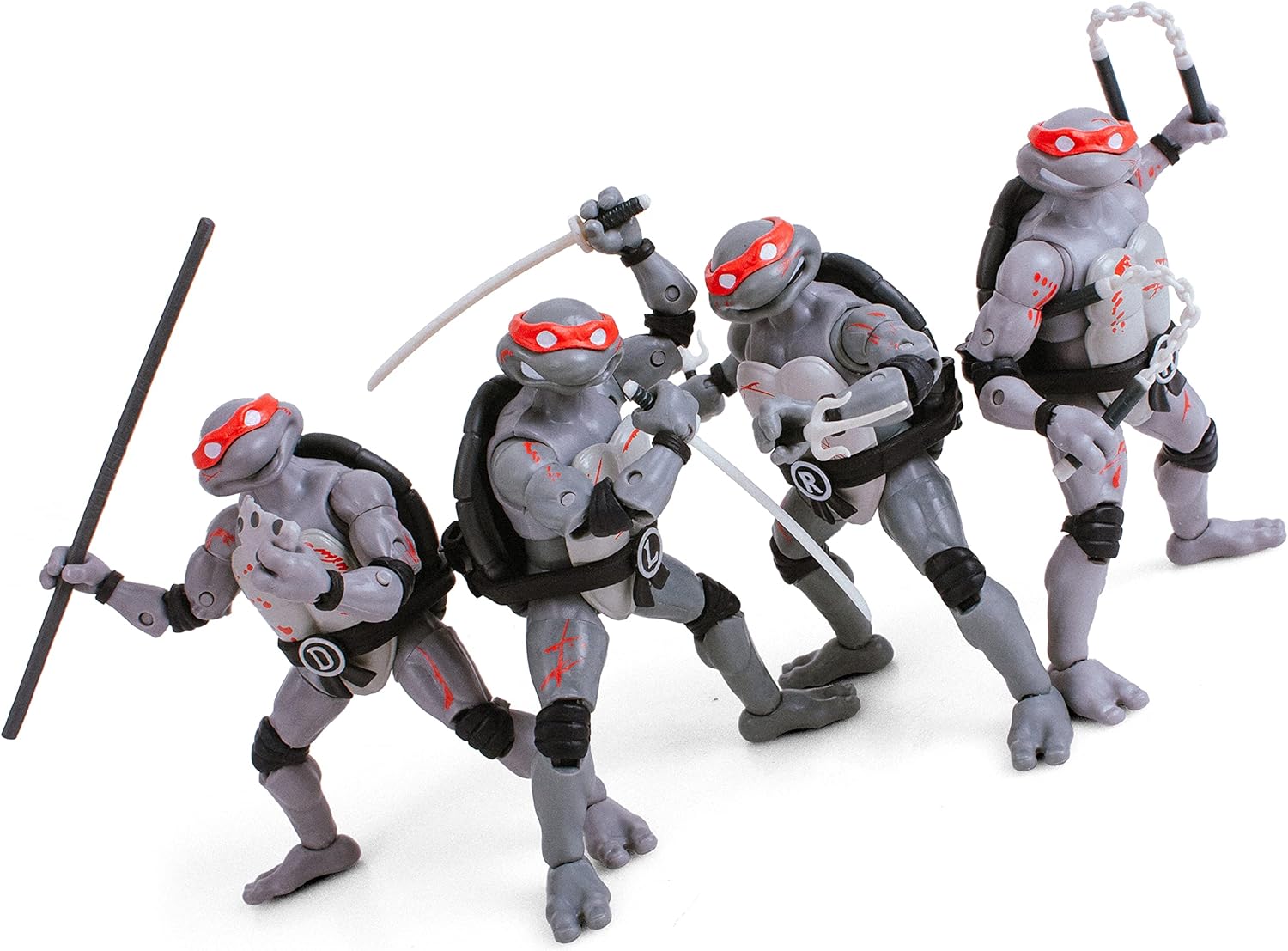 The Loyal Subjects TMNT Battle Damaged Comic Line Art 4-Pack BST AXN 5" Action Figure Set